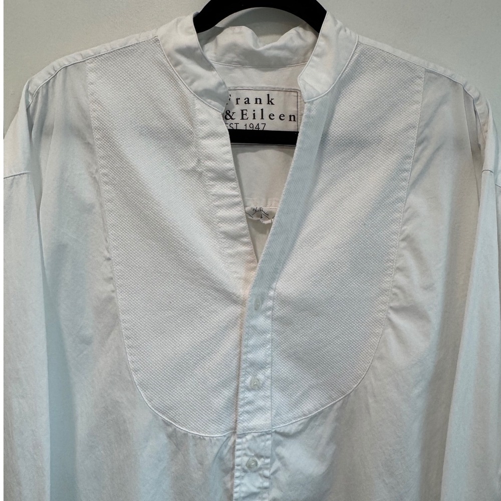 Frank & Eileen Victoria White Cotton Tuxedo Bib Front Shirt Womens Small S - Picture 5 of 11